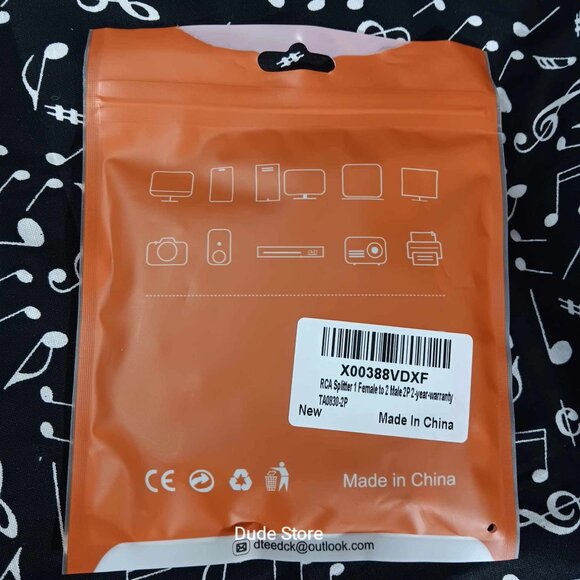 RCA 1 Male to 2 Female Audio Speaker Y Adapter Splitter Cable - Package of 2 NEW - Picture 7 of 7